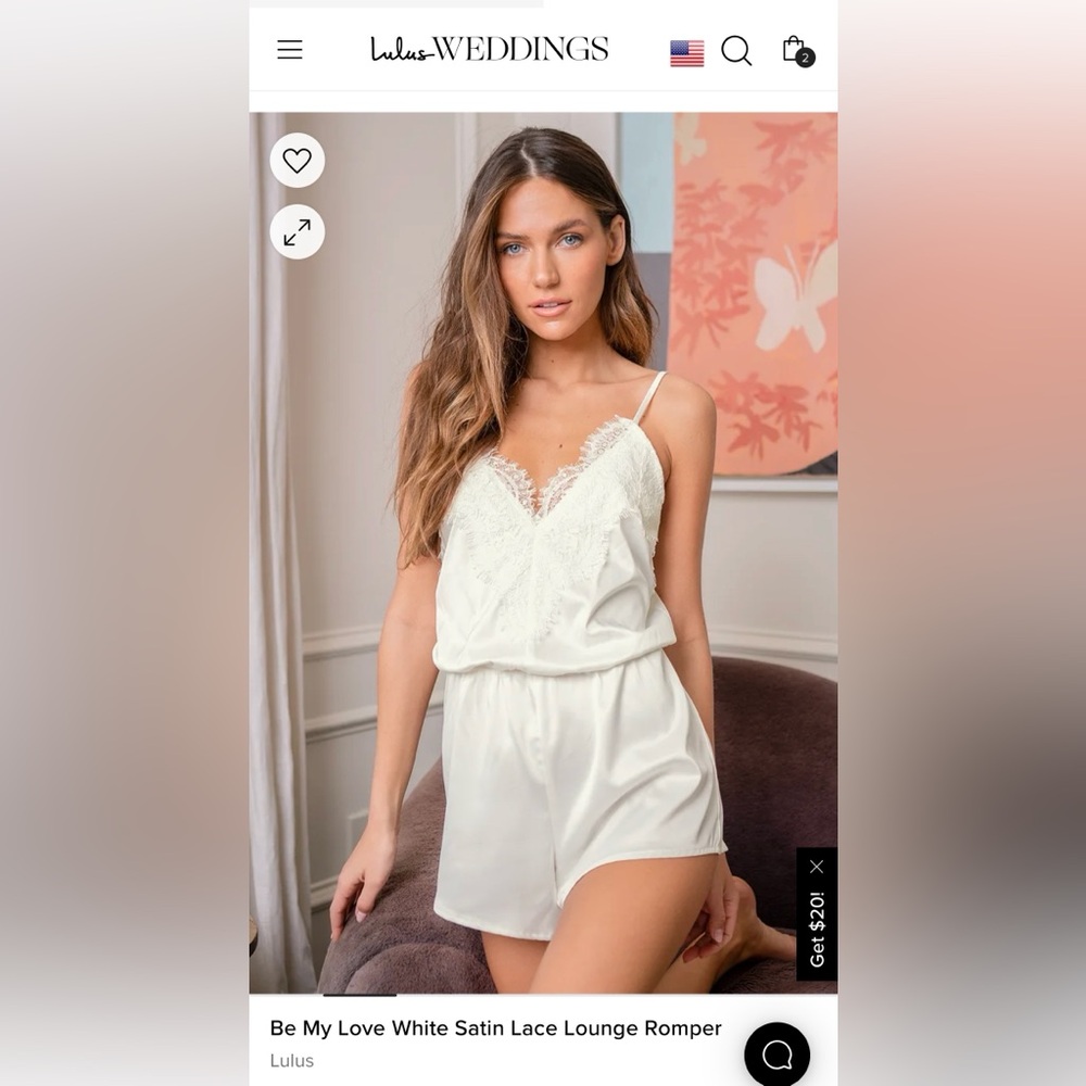Be My Love White Satin Lace Lounge Romper